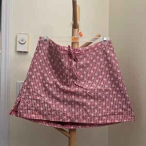 Isabelle Vrana Red and White Gingham Floral Skirt